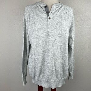 Porter + Ash Quarter Button Down Grey Heathered Sweatshirt Size L EUC